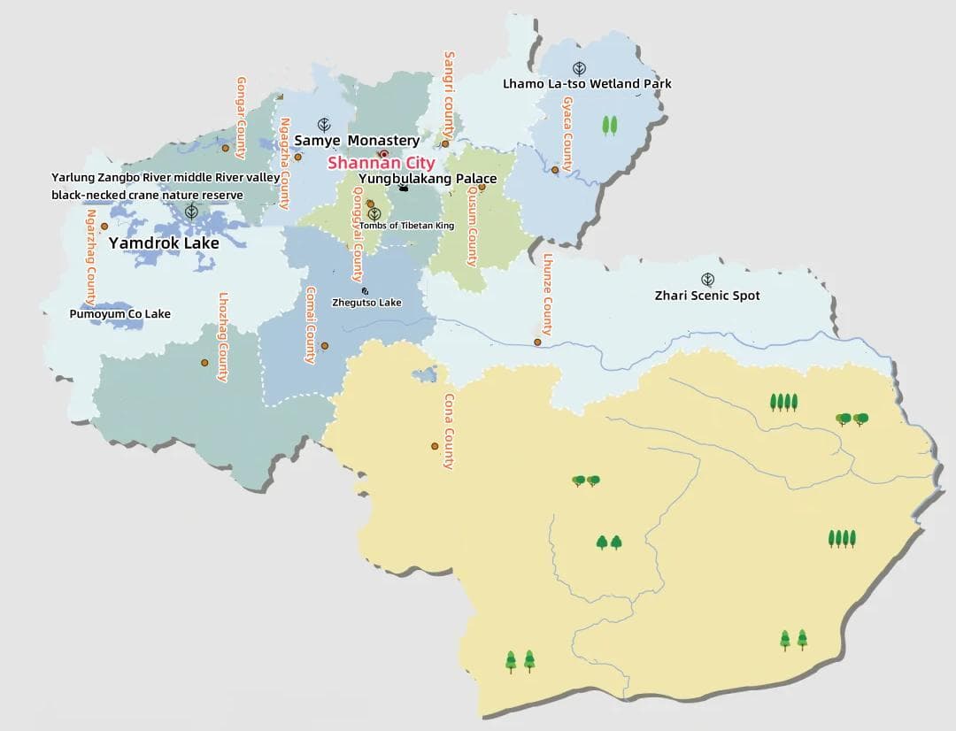 Shannan Tourism Map Shannan Tourism Map