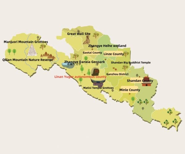 Zhnagye Tourism Map Zhnagye Tourism Map