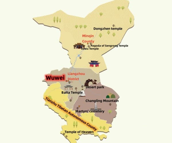 Wuwei Tourism Map Wuwei Tourism Map