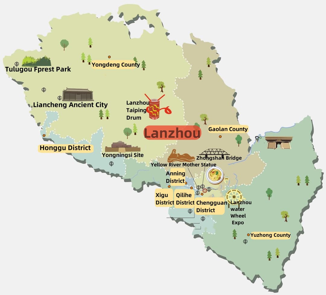 Lanzhou Tourism Map Lanzhou Tourism Map