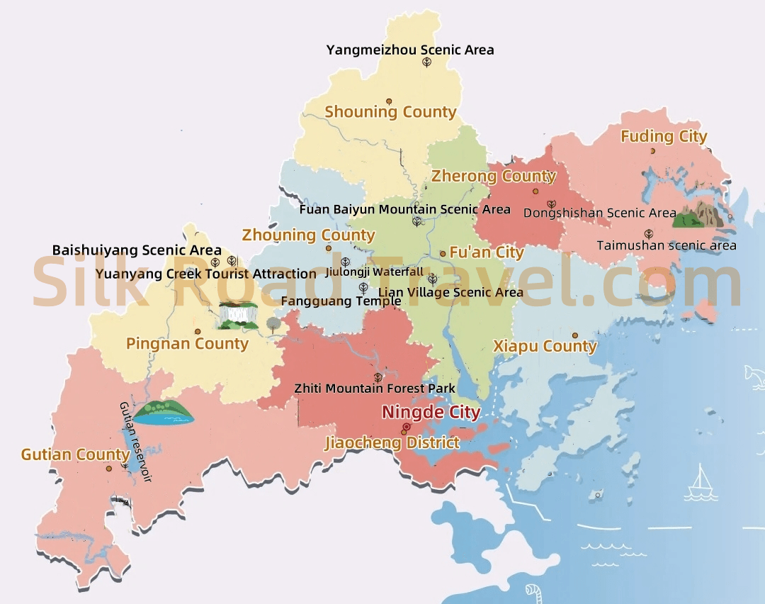 Ningde Tourism Map Ningde Tourism Map