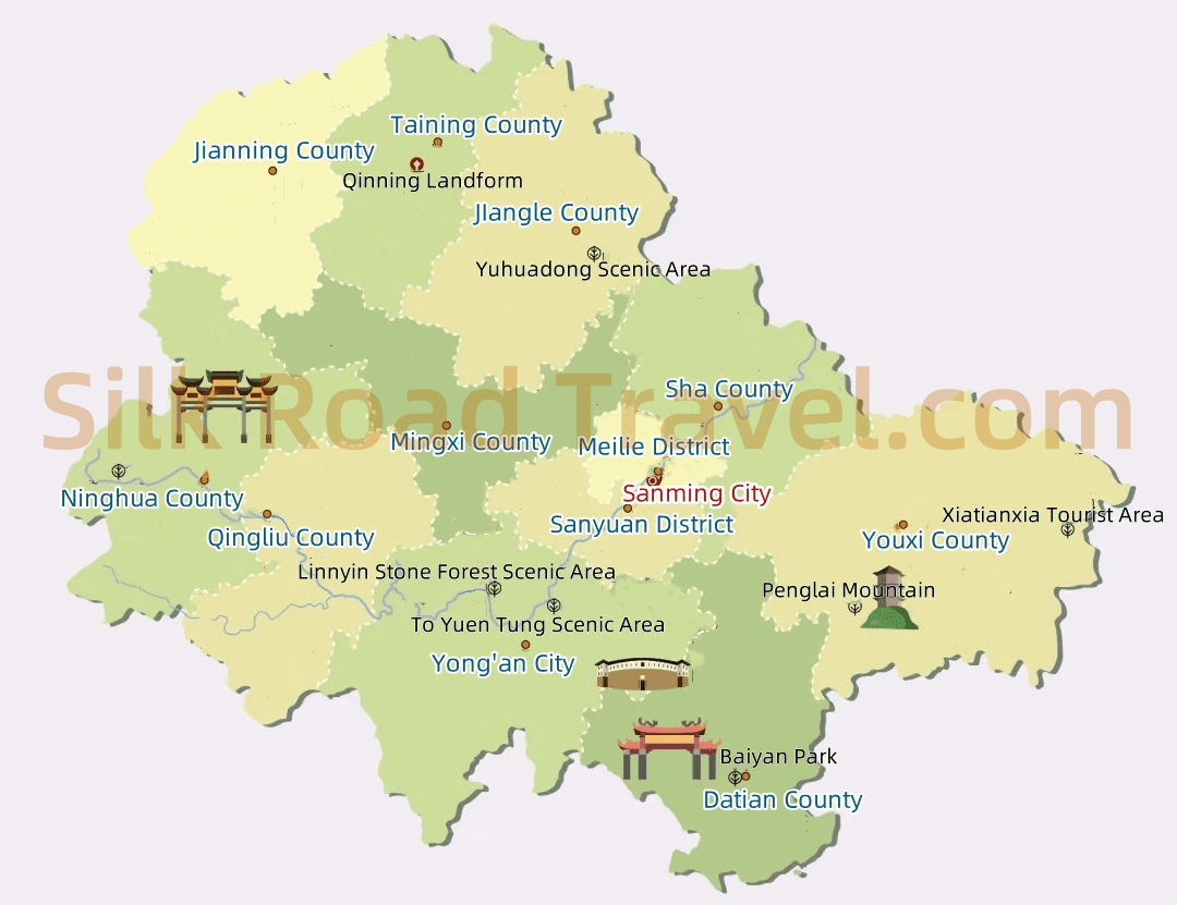 Sanming Tourism Map Sanming Tourism Map