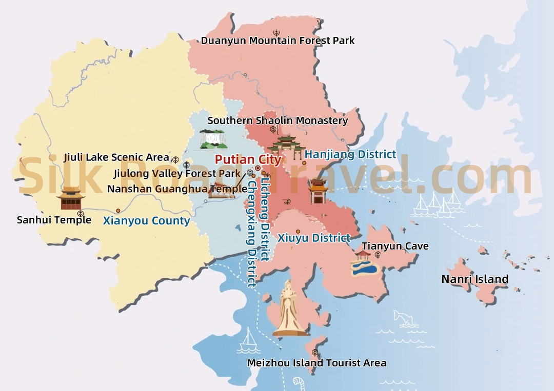 Putian Tourism Map Putian Tourism Map