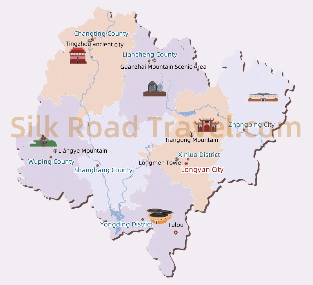 Longyan Tourism Map Longyan Tourism Map
