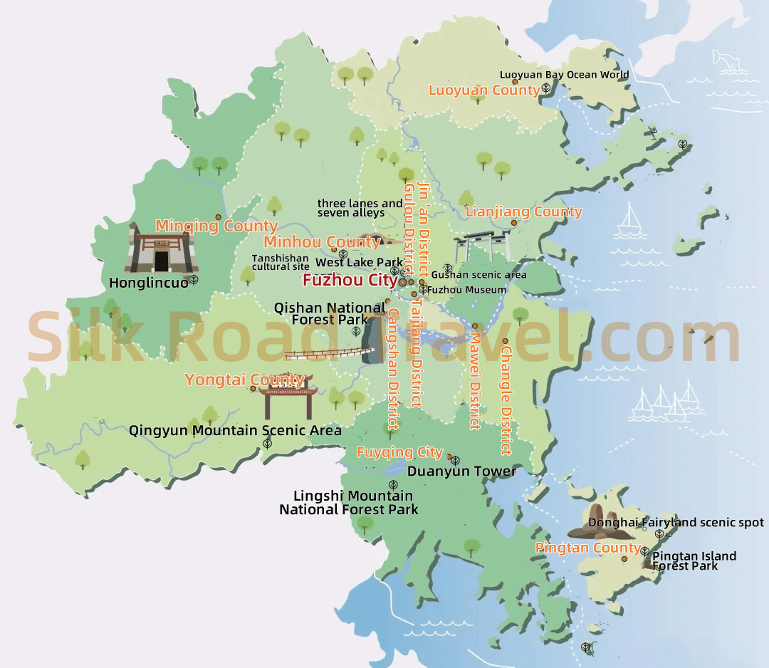 Fuzhou Tourism Map Fuzhou Tourism Map