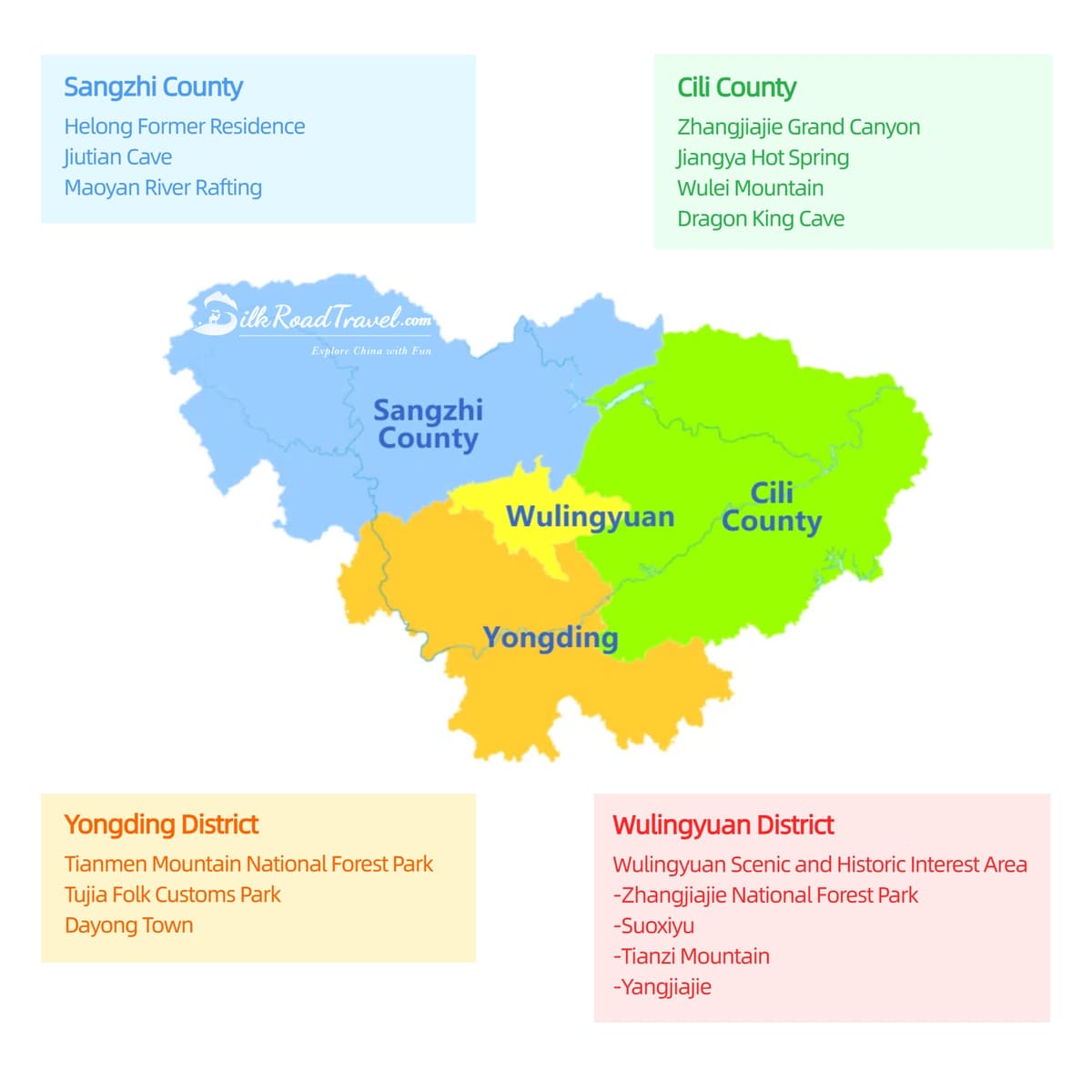 Zhangjiajie Map & Tourist Attractions Zhangjiajie Map & Tourist Attractions
