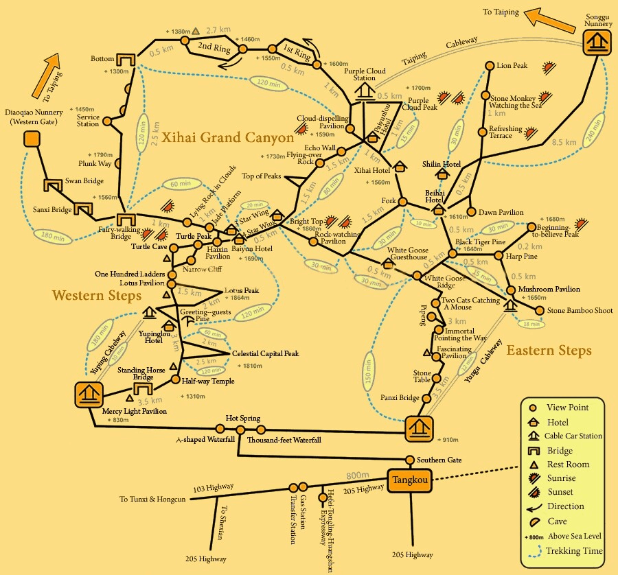 Huangshan Hiking Map Huangshan Hiking Map