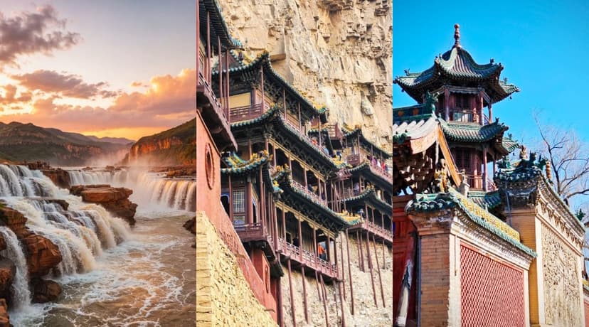 Hukou Waterfall, Hanging Temple, Wang Family Grand Courtyard.jpg Hukou Waterfall, Hanging Temple, Wang Family Grand Courtyard.jpg
