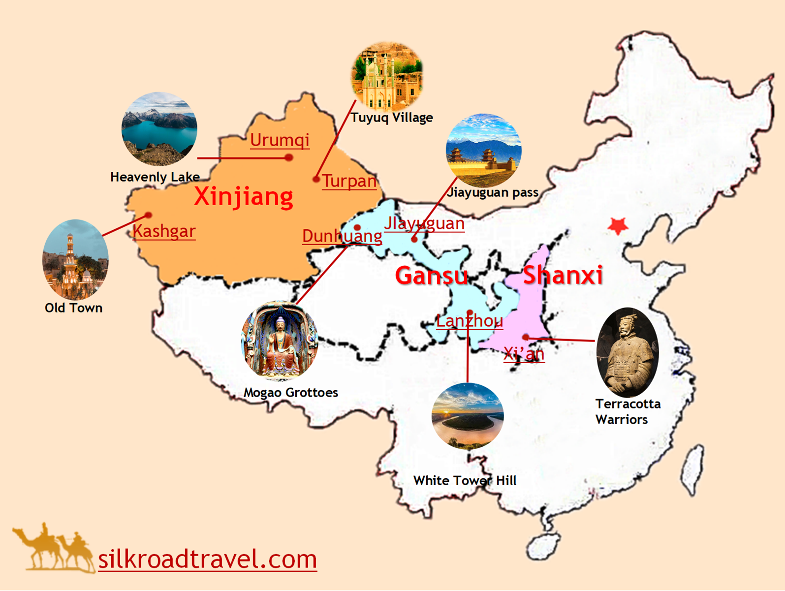 Silk Road Map, Silk Route Map, Tourist Map of Silk Road-Silk Road Travel 