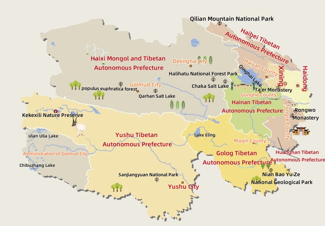 Qinghai Tourism Map